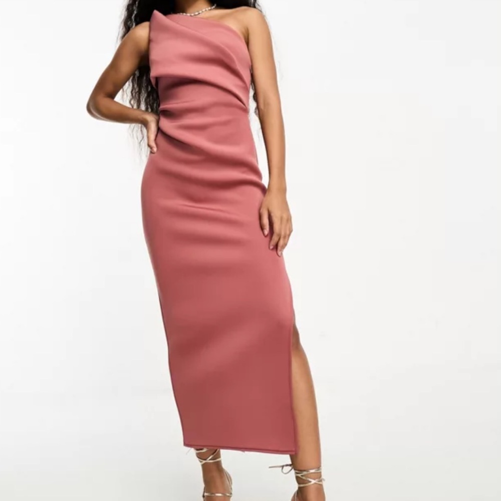 Brand new never worn ASOS Pink One-Shoulder Sheath Dress with Slit
